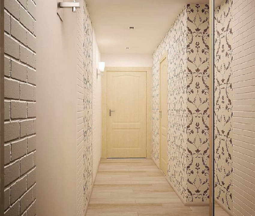 Дизайн коридора кирпичная стена
